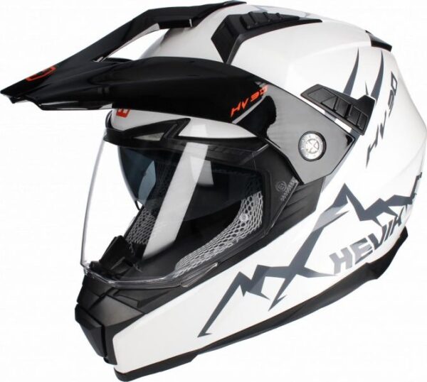 Casco Cross Hevik HV30 Montauk Graphic Glossy White Silver